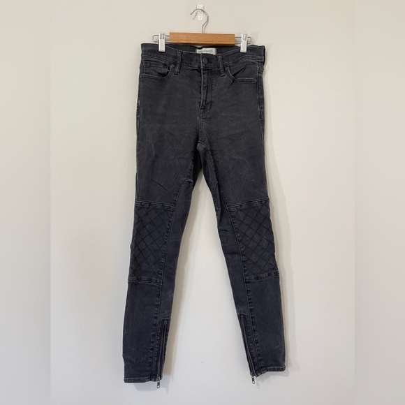 Madewell Jeans Size 26 Ash Black High Riser Skinny Moto Denim - Picture 1 of 15